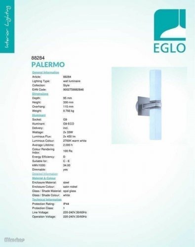 Светильник для ванной Eglo 88284 Palermo (31322)
