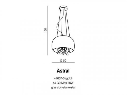 Люстра Azzardo AZ1647 Astral top (42607-5-GO) (15933)