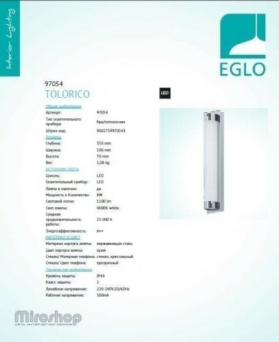Настінний світильник Eglo 97054 Tolorico (95987)