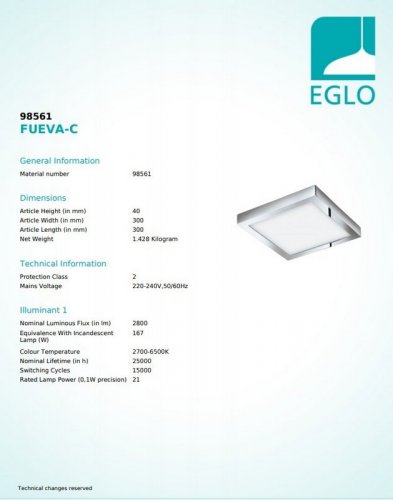 Стельовий світильник Eglo 98561 FUEVA-A