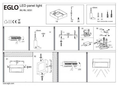 Стельовий світильник Eglo 98561 FUEVA-A