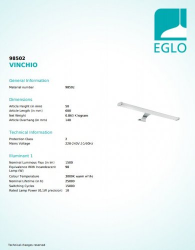 Настенный светильник Eglo 98502 VINCHIO