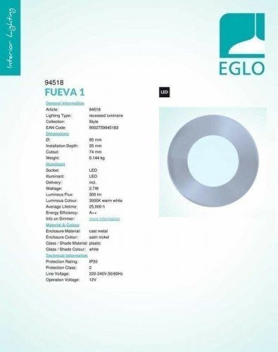 Світильник точковий Eglo 94518 Fueva 1 (82966)