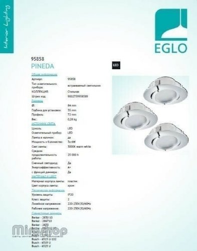Точковий світильник Eglo 95858 Pineda (90074)