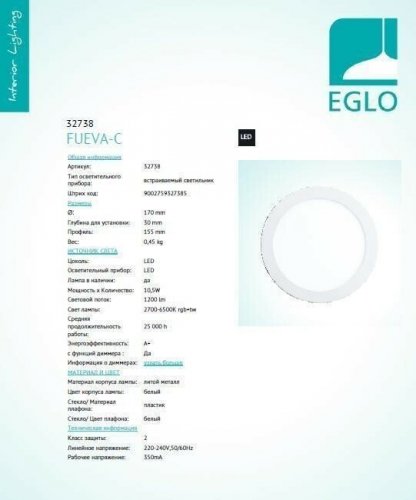 Точковий світильник Eglo 32738 Fueva-C (96075)