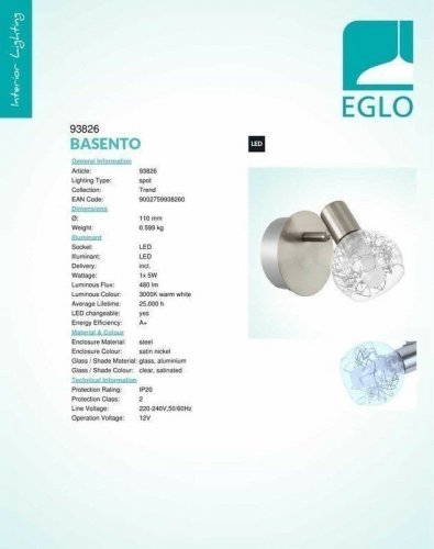 Спот Eglo 93826 Basento (72113) 