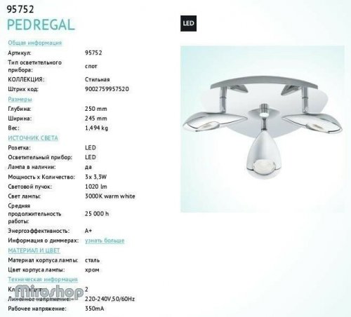 Спот  Eglo  95752  Pedregal