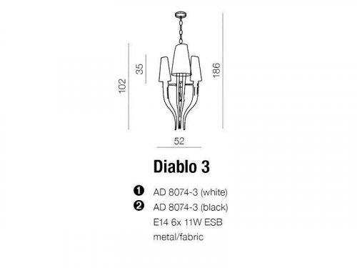 Люстра Azzardo AZ1345 Diablo 3 (black) (AD8074-3-BK-CH) (15277)