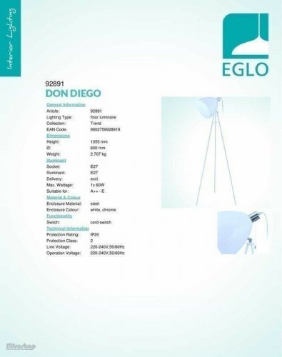 Торшер Eglo 92891 Don Diego (57997)