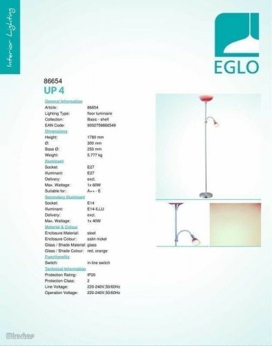 Торшер Eglo 86654 Up 4 (37794)