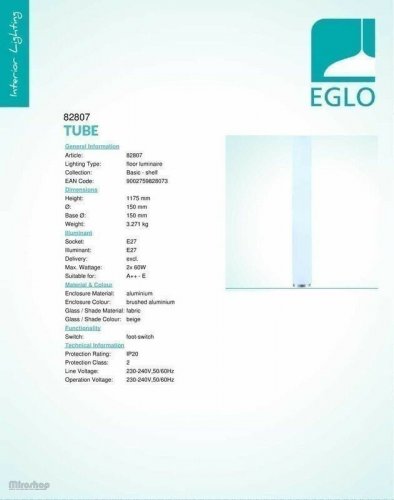 Торшер Eglo 82807 Tube (37770)