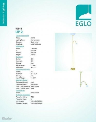 Торшер Eglo 82843 Up 2 (37773)
