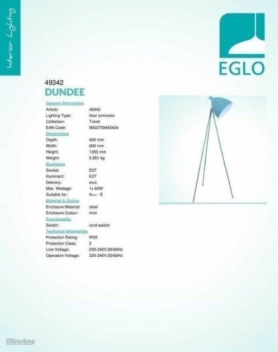 Торшер Eglo 49342 Dundee (74540)