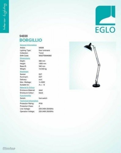 Торшер Eglo 94698 Borgillio (83093)