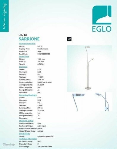 Торшер Eglo 93713 Sarrione (69381)