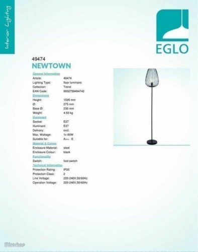 Торшер Eglo 49474 Newtown (82697)
