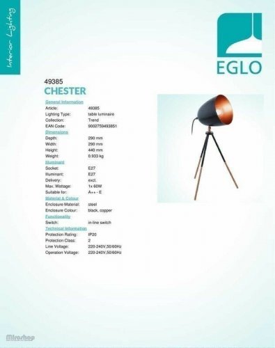 Торшер Eglo 49385 Chester (89059)