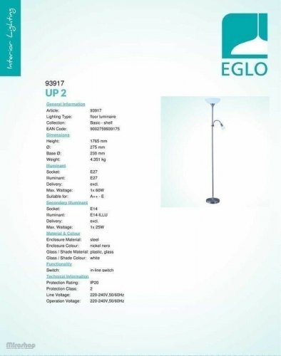 Торшер Eglo 93917 Up 2 (72117)