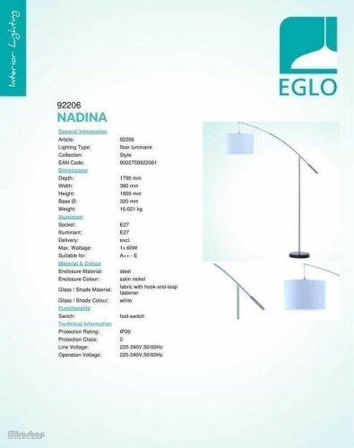 Торшер Eglo 92206 Nadina (44316)