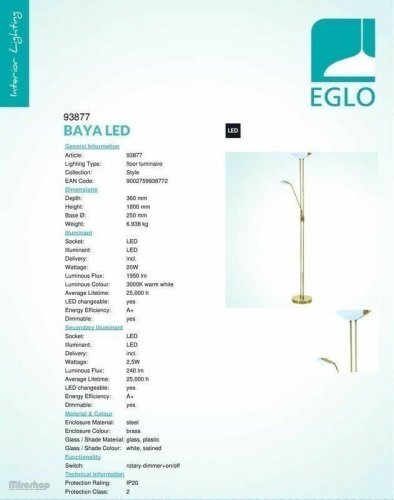 Торшер Eglo 93877 Baya Led (69453)