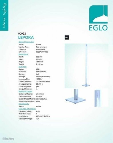 Торшер Eglo 90952 Lepora (37927)