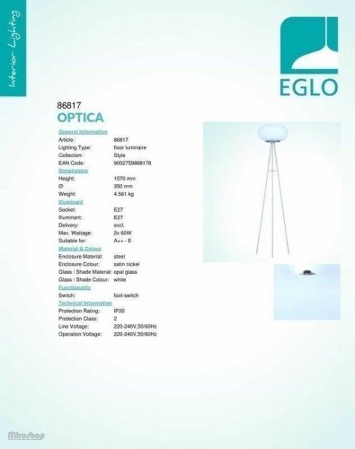 Торшер Eglo 86817 Optica (37797)