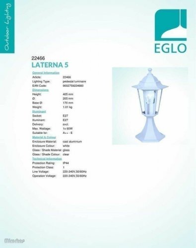 Вуличний світильник Eglo 22466 Laterna 5 (78861) 
