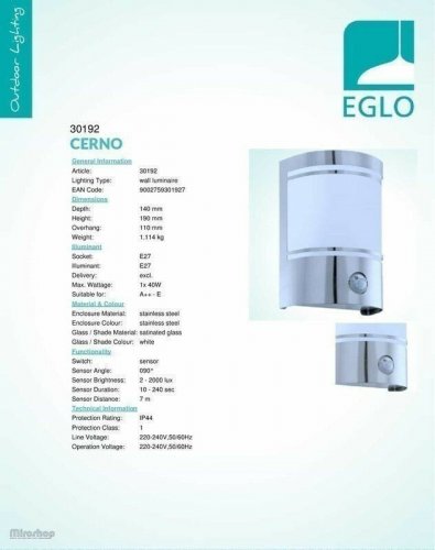 Вуличний світильник Eglo 30192 Cerno (78880)