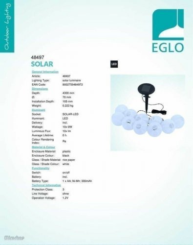Світильник Eglo 48497 Solar