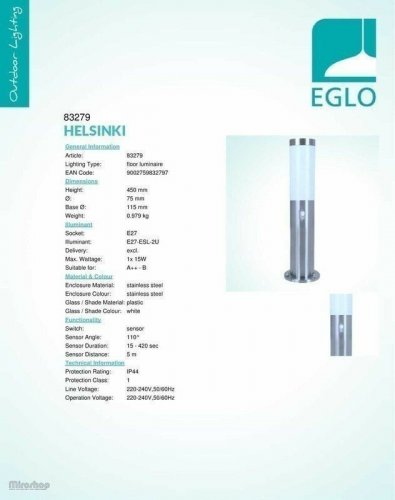 Вуличний світильник Eglo 83279 Helsinki (34676)
