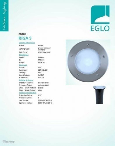 Грунтовый  светильник  Eglo  86189  Riga  3  (34329)