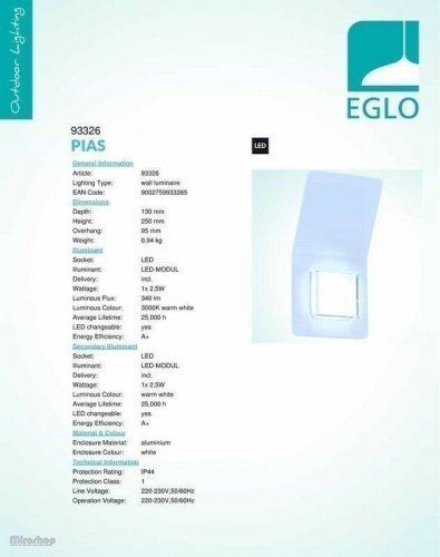 Вуличний світильник Eglo 93326 Pias