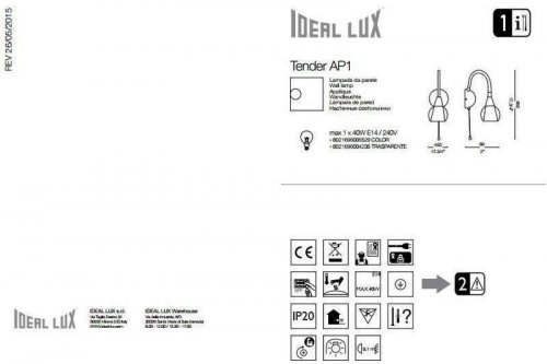 Бра Ideal Lux TENDER AP1 TRASPARENTE (004235) (41755)
