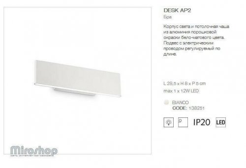 Бра Ideal Lux DESK AP2 (138251) (94010)