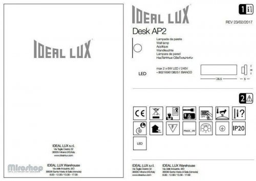 Бра Ideal Lux DESK AP2 (138251) (94010)
