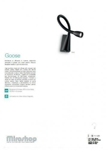 Бра Ideal Lux GOOSE AP1 NERO (142692) (93745)