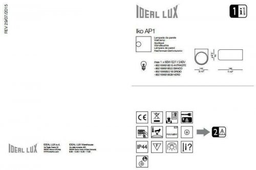 Бра Ideal Lux IKO AP1 ANTRACITE (018515) (81236)