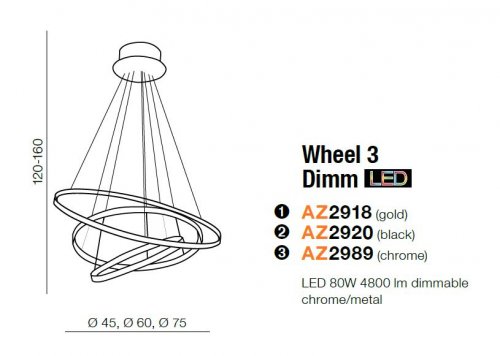 Люстра Azzardo AZ2918 Wheel 3 Dimm (gold)