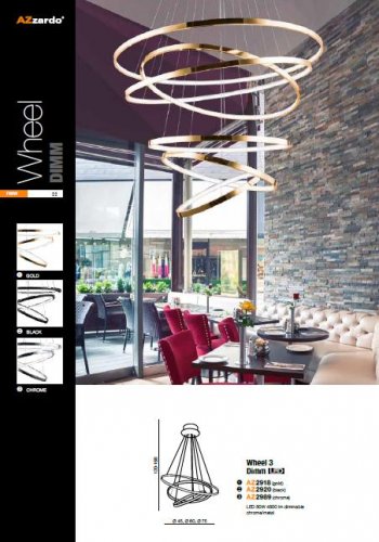 Люстра Azzardo AZ2918 Wheel 3 Dimm (gold)