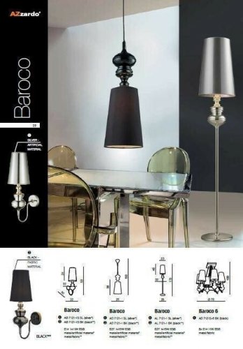 Люстра Azzardo AZ1379 Baroco 6 (black) (AD7121S-6-BK)