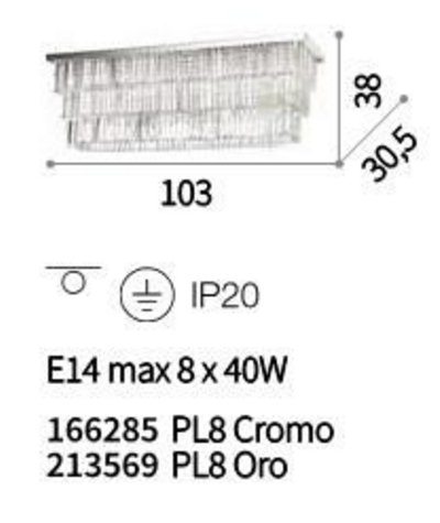 Люстра Ideal Lux MARTINEZ PL8 ORO (213569) (22878)
