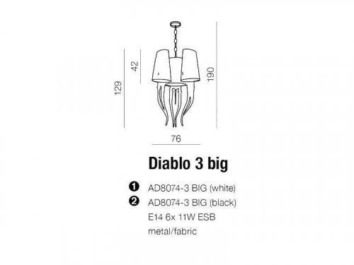 Люстра Azzardo AZ1344 Diablo 3 big (black) (AD8074-3-BIG-BK-CH) (15361) 