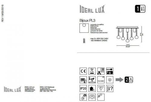 Люстра Ideal Lux BIJOUX PL3 (089461) (67421)