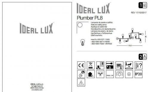 Люстра Ideal Lux PLUMBER PL8 VINTAGE (175331) (23040)