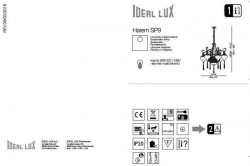 Люстра Ideal Lux HAREM SP9 (116006) (87898)