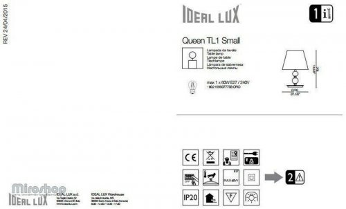 Настільна лампа Ideal Lux QUEEN TL1 SMALL (077734) (56384)