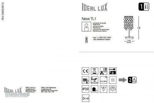 Настільна лампа Ideal Lux NEVE TL1 CROMO (033945) (48756) 