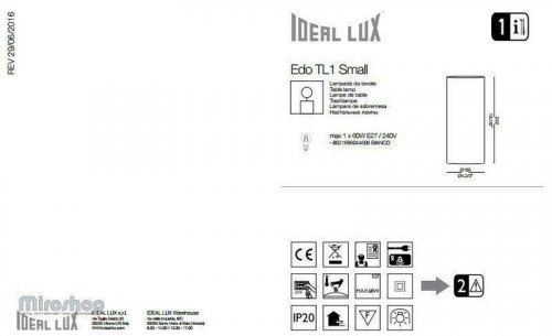 Настільна лампа Ideal Lux EDO TL1 SMALL (044606) (48438)