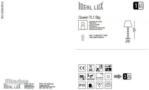 Настільна лампа Ideal Lux QUEEN TL1 BIG (077758) (56382)