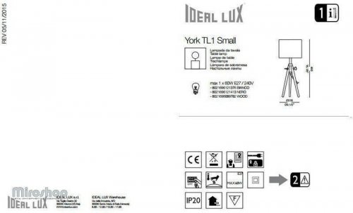 Настільна лампа Ideal Lux YORK TL1 SMALL WOOD (089782)